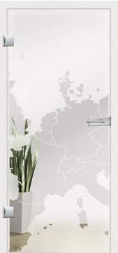 Terra Europa design on frosted glass